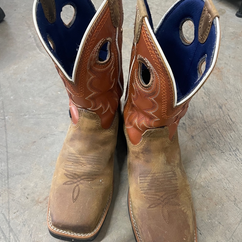 Tony Lama Men's Brown and Orange Steel Toe boots